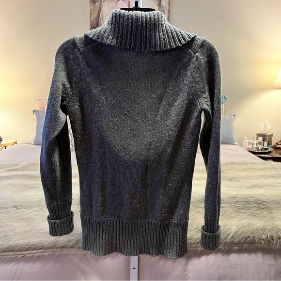 Vintage PRIZE Small Gray Cowl Neck Long Sleeve Y2K Plunging Neckline Sweater - Picture 5 of 14